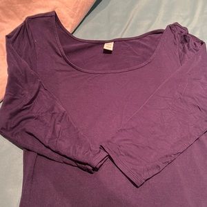 Crew neck 3/4 sleeve t-shirt dress.  Mid length